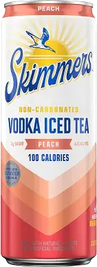 Can of Skimmers Peach Iced Tea